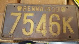 Vintage1933 License Plate Pa Vintage Auto Truck