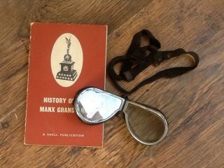 Vintage Motoring Or Flying Goggles And Vintage Isle Of Man Tt Book
