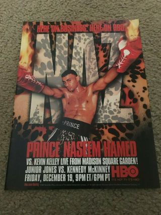 Vintage 1997 Prince Naseem Hamed Vs Kevin Kelley Poster Print Ad Hbo Boxing Rare
