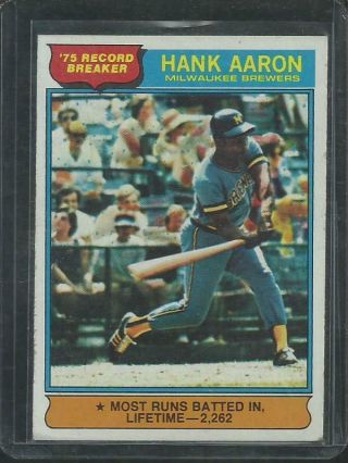 1976 Topps Baseball Card 1 Hank Aaron Vintage