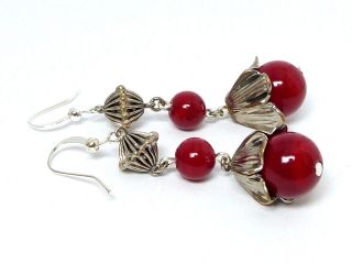 Vintage Art Deco Red Glass Bead Earrings - From Broken 1930s Bengel Necklace