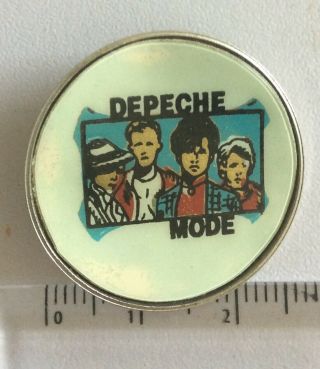 Vtg Depeche Mode Plastic Insert Metal Pin Badge 28mm Synth Pop