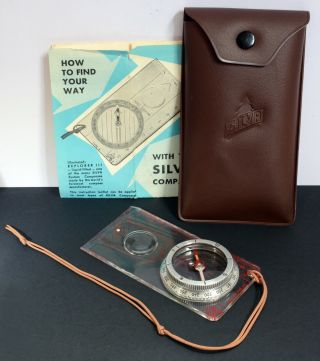 Vintage Silva Type 2 Compass With Pouch & Booklet.  Navigation
