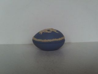 Vintage Wedgwood Blue Jasperware Egg Shaped Dressing Table Pot