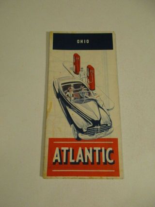 Vintage Atlantic Ohio State Highway Oil Gas Station Travel Road Map - Box A50