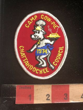 Vtg 1974 Camp Cow - Pie Chattahoochee Council Boy Scouts Patch Bathroom Humor S98y