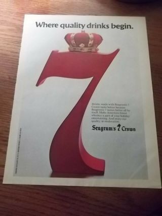 1979 Vintage 8x11 Print Ad For Seagram 