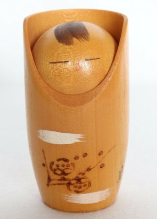 Japanese Kokeshi Wood Doll Baby Signed H7.  5 Cm 2.  95 Inch Vintage