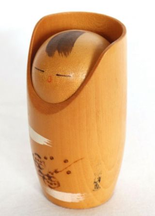 Japanese Kokeshi Wood Doll Baby Signed H7.  5 cm 2.  95 inch Vintage 3