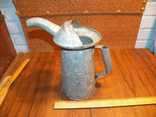 Vintage Galvanized Metal Two Quart Oil Can 61 Minn Nyc Pa Approved