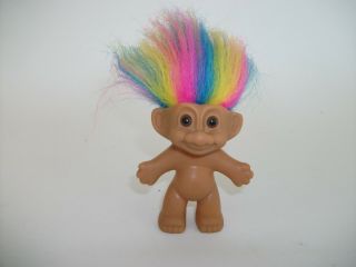 Russ 3 " Rainbow - Haired Lucky Troll Doll: Vintage Bingo Good Luck Rainbow Doll