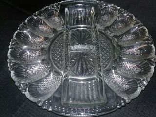 Vintage L.  E.  Smith Heritage Amber Glass Deviled Egg Plate Relish Tray S/H 2
