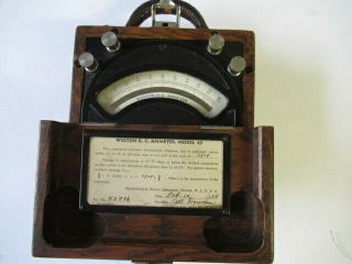 Vintage 1938 Weston D.  C.  Ammeter Model 45 - In Wood Oak Box