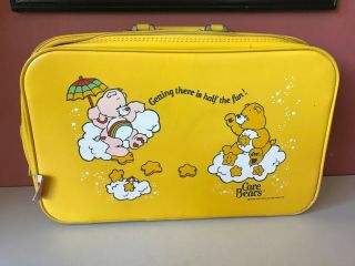 Vintage 1983 Care Bears Yellow Getting There Is Half The Fun Luggage Suitcase