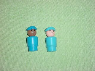 Vintage Fisher Price Little People Pilots - 2 Men (afro American And Caucasian)