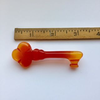 Vintage Unique Skeleton Key Orange And Yellow Tone Hard Plastic Brooch Pin 3