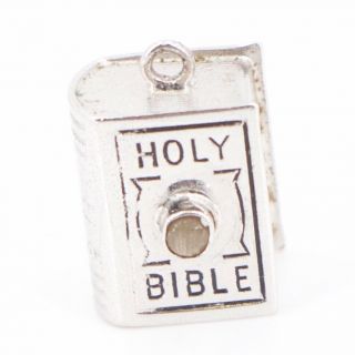 Vtg Sterling Silver Stanhope Viewer Ten Commandments Bible Bracelet Charm - 2.  5g