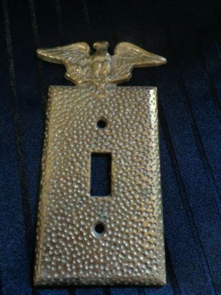 Vintage Patriotic Eagle Light Switch Plate Cover Hammered Brass