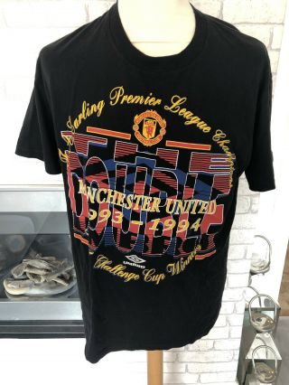 Mens Vintage 90s Mufc Manchester United Double Shirt 93 - 94 Umbro Size L Large