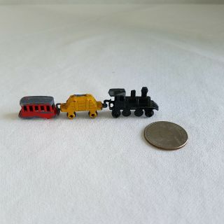 Vintage Japan Pot Metal Teeny Dollhouse Steam Train And Carriages