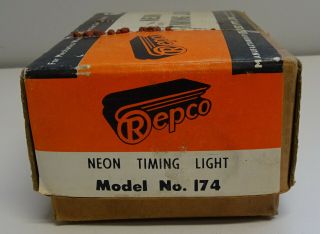 VINTAGE REPCO NEON TIMING LIGHT MODEL NO.  174 BOXED 2