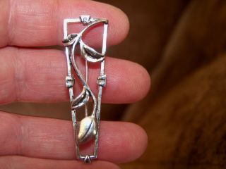 Vintage Jewellery Art Nouveau Scottish Rennie Mackintosh Style Silver Brooch Pin