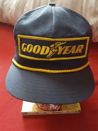 Vintage Goodyear Racing Cap,  Gold Braid,  Trucker Cap Deadstock