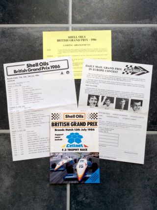 Vintage British Grand Prix 1986 Brands Hatch Program Formula 1 One Nigel Mansell