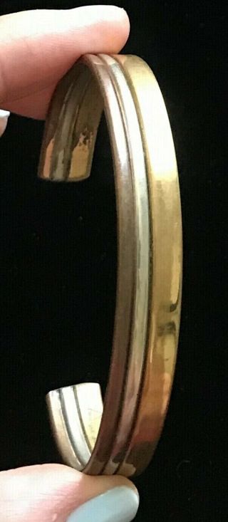 Vintage Sergio Lub Tri Metal Bracelet Signed 7 3/4 " M004