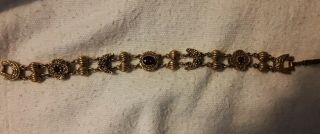 Vintage Signed Goldette Gold Toned Bracelet W/stones