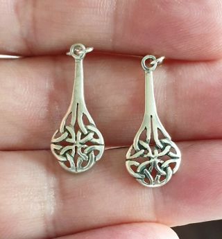Vintage Kit Heath 94 Jewellery Celtic Knot 925 Silver Plaid Dropper Earrings