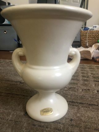 Vintage Haeger Pottery Vase/planter Off - White/cream Color 9” Tall 7” Width