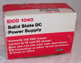 VINTAGE EICO 1040 SOLID STATE 117 VAC to 12 VOLT DC 4 AMP POWER SUPPLY 2
