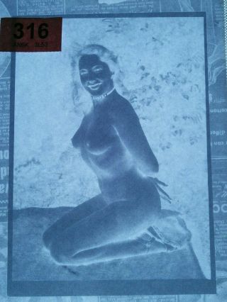 Vintage Glass Negative 8 " X 10 " Glamour Erotic Nude Kneeling Bondage (?) (316)