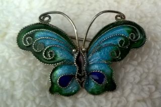 Vintage Silver & Enamel Butterfly Brooch 251 2