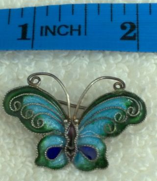 Vintage Silver & Enamel Butterfly Brooch 251 5