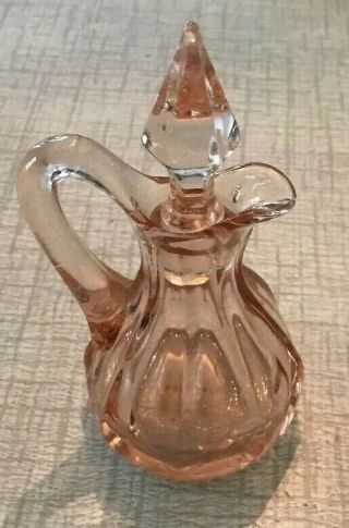 Vintage United States Glass Company Pink Glass Cruet & Stopper -