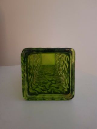 Vintage Dark Green Glass ' Luna ' Vase by Davidson Brama c1970 ' s Retro Textured 2