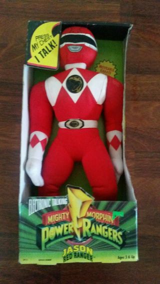 Talking Mighty Morphin Power Rangers Red Ranger Plush - Vintage W/box