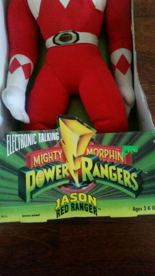 Talking Mighty Morphin Power Rangers Red Ranger Plush - Vintage w/Box 2