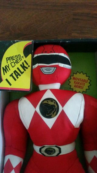 Talking Mighty Morphin Power Rangers Red Ranger Plush - Vintage w/Box 3