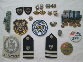 Vintage Us Coast Guard Auxiliary Bars,  Shoulder Boards,  Patches,  Buttons & More