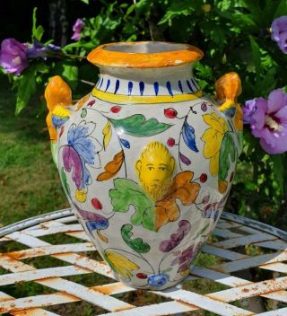 Stunning Vintage French Classic Provençal Handpainted Stone Garden Pot / Planter