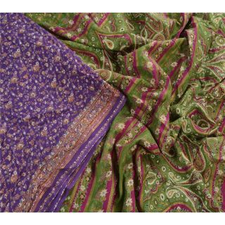 Tcw Vintage 100 Pure Cotton Saree Blue Printed Sari Craft 5 Yard Fabric