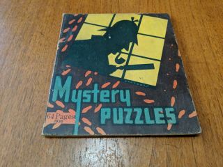 Vintage 1938 64 Page Mystery Puzzles Book Saalfield Pictures Brain Teaser