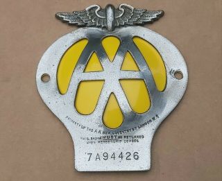 Vintage Aa Automobile Association Car Grille Vehicle Badge Club Emblem 7a94426
