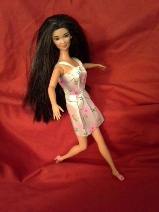 Vintage Barbie Doll: Asian Miko,  Kira Very Long Raven Black Hair (see Photos)