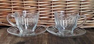 Duralex France Tea/coffee For Two Set Clear Glass 1950 
