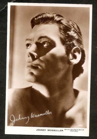 Johnny Weissmuller Postcard Vintage Real Photo Mgm Card