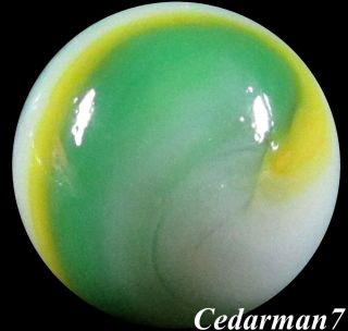 Cedarman7,  Vintage 21/32 " Wet (-) Akro Agate Dual Color Corkscrew Marble